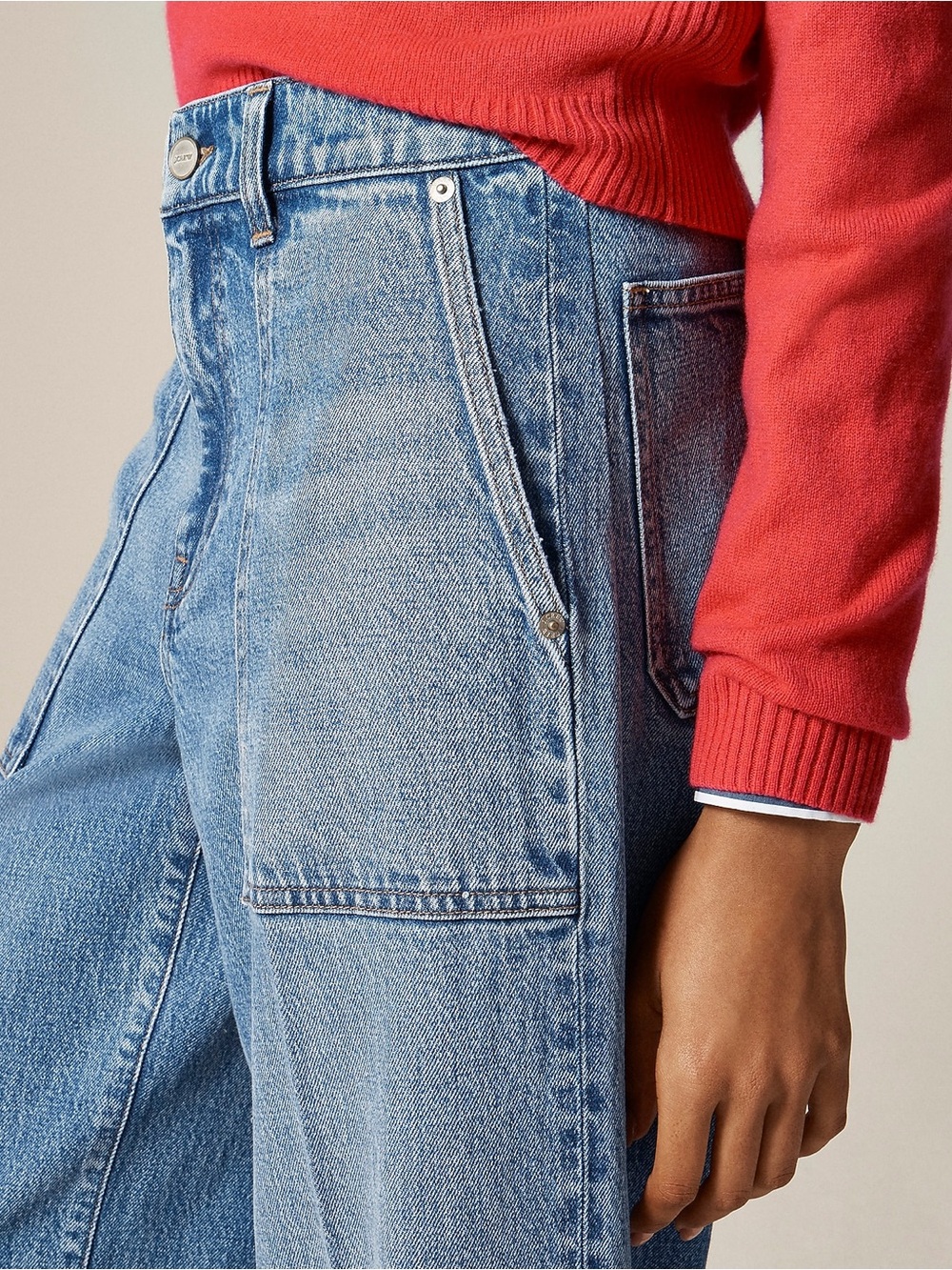 NWT J.Crew Camp-Pocket Wide-Leg Jeans Elaine Wash High Rise 24 (Best fit SZ 25) - Picture 2 of 10